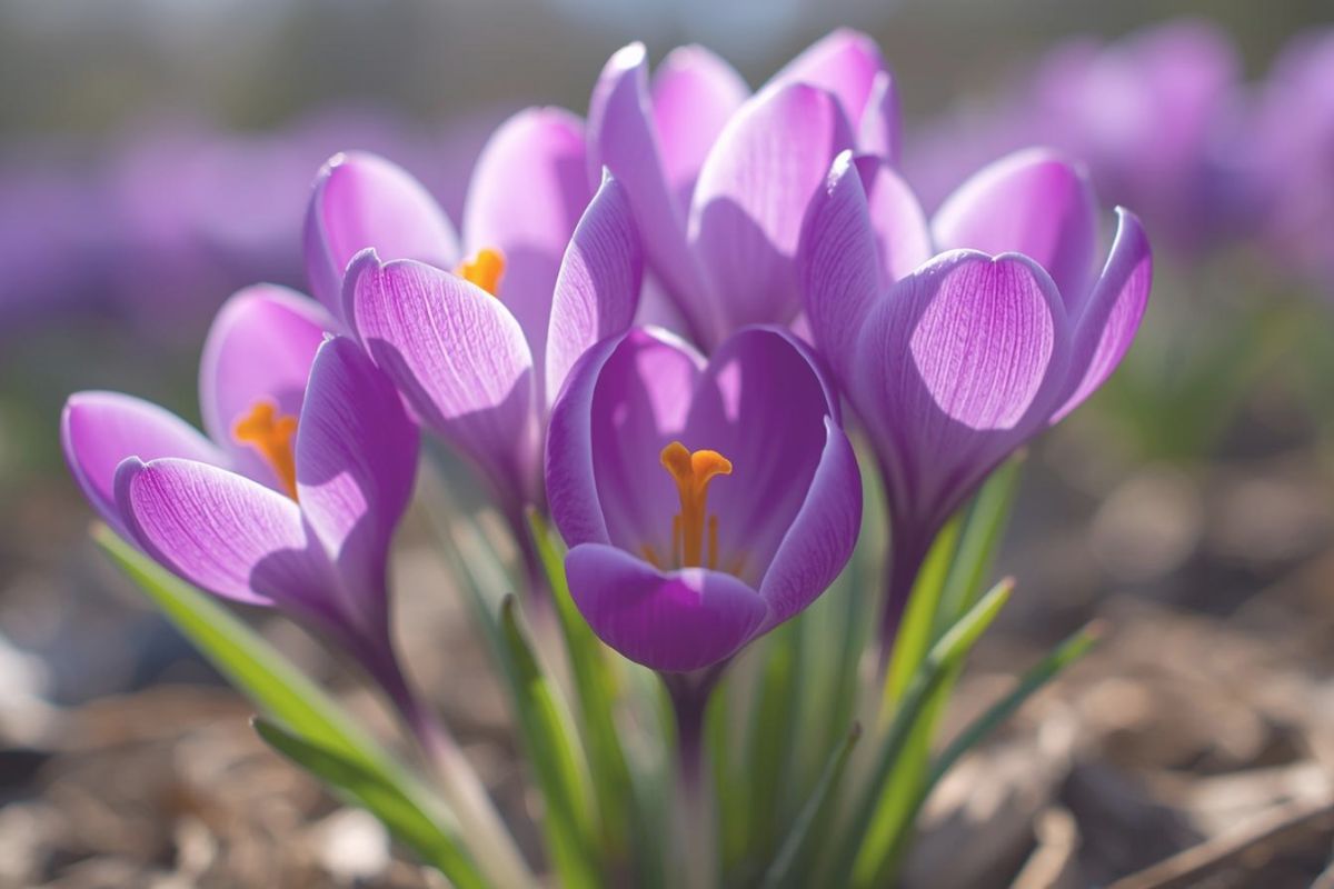Groep krokussen als symbool van vergeving in de familielijn