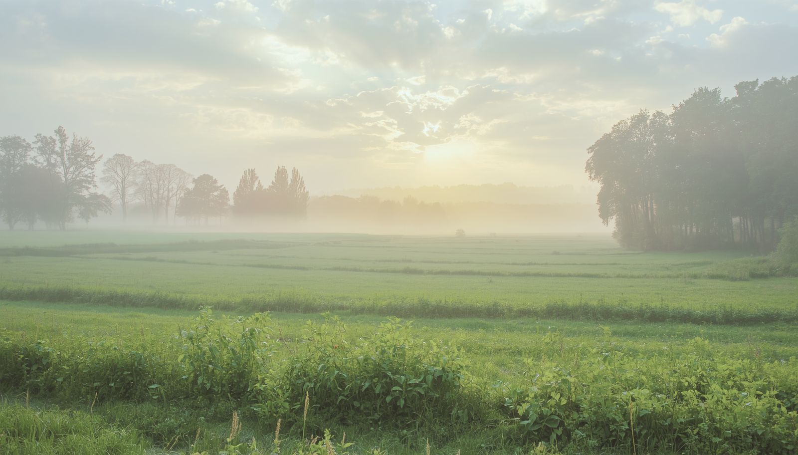 Zacht ochtendlicht over landschap – symbool voor innerlijk weten en soul guidance